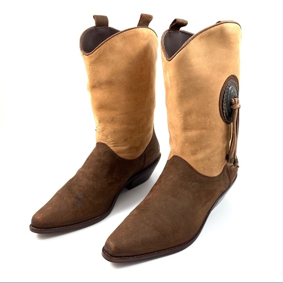 VTG DINGO brown suede cowgirl boots w/ tassels - Picture 4 of 13